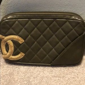 STUNNING OLIVE GREEN AND PYTHON CHANEL CLUTCH